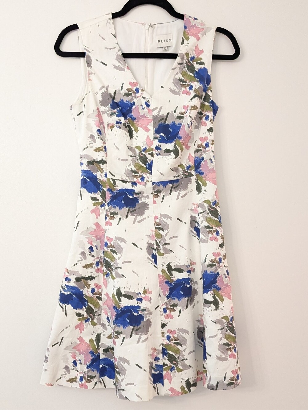 REISS Floral Calin Spring Summer Floral Fit and Flare Dress Size 2
